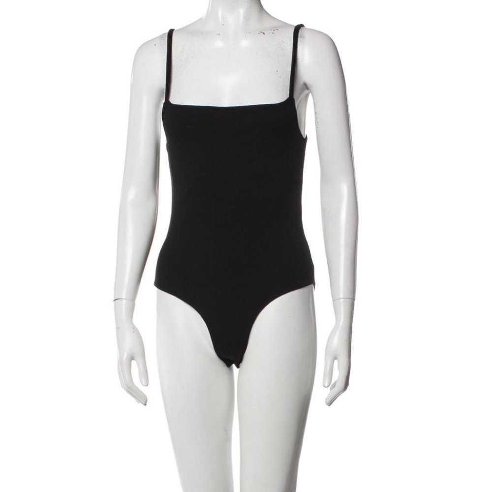 Toteme Slim Strap Bodysuit Square Neck Tank Black L - Picture 6 of 8